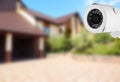 Home security. House under CCTV camera surveillance Royalty Free Stock Photo
