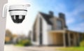 Home security. House under CCTV camera surveillance Royalty Free Stock Photo