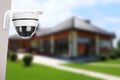 Home security. House under CCTV camera surveillance Royalty Free Stock Photo