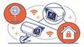 Home Security System: Smart Surveillance & Protection Vector, vector design Generative AI Royalty Free Stock Photo