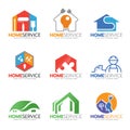 Home service and repair logo illustration set design