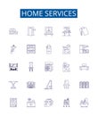 Home services line icons signs set. Design collection of Homecare, Cleaning, Repair, Maintenance, Plumbing, Heating