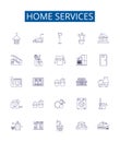 Home services line icons signs set. Design collection of Homecare, Cleaning, Repair, Maintenance, Plumbing, Heating