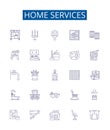 Home services line icons signs set. Design collection of Homecare, Cleaning, Repair, Maintenance, Plumbing, Heating