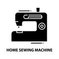 home sewing machine icon, black vector sign with editable strokes, concept illustration
