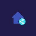 Home sharing logo, vector icon