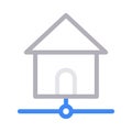 Home sharing thin color line vector icon