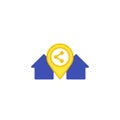 Home sharing, vector icon on white