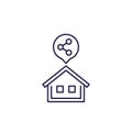 Home sharing vector line icon