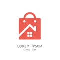 Home and shopping bag logo - real estate purchase and sale