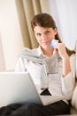 Home shopping - woman with credit card and laptop Royalty Free Stock Photo