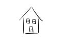 home silhouette drawing for real estate. residential new house web doodle Royalty Free Stock Photo