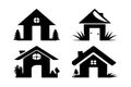 Home silhouette vector icon collections set Royalty Free Stock Photo