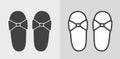 Home slippers line icon on a background. Linear symbol. Outline sign.