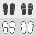 Home slippers line icon on a background. Linear symbol. Outline sign.