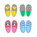 Home slippers vector icons.