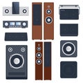 Home sound system stereo flat vector music loudspeakers player subwoofer equipment technology. Royalty Free Stock Photo