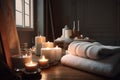 Home Spa: Create a set of images that showcase a luxurious, pampering home spa. Generative AI