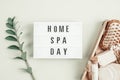 Home spa day idea. Eco friendly organic reusable self care accessories. Royalty Free Stock Photo