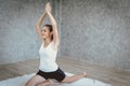 Home Sport Gym and Yoga Excercise Concept, Young Woman is Practice Yoga Workout Training in Gymnastics Room at Her Home. Leisure Royalty Free Stock Photo