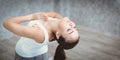 Home Sport Gym and Yoga Exercise Concept, Young Woman is Practice Yoga Workout Training in Yoga Gymnastics Room at Her Home. Royalty Free Stock Photo