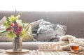 Home spring interior in the living room Royalty Free Stock Photo