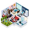 Home Staff Isometric Composition Royalty Free Stock Photo