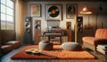 Home Stereo Room Retro Audiophile Hi-fi Vintage Tower Speakers Component AI Generated Home Interior