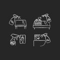 Home sterilization chalk white icons set on black background