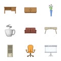 Home stool icons set, cartoon style