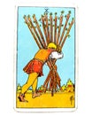 10 Ten of Wands Tarot Card Home-Stretch Nearly There Keep Your Head Down and Keep Going One Final Push Success is almost Yours Royalty Free Stock Photo