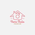 Home studio camera photography line minimalist simple modern logo design Royalty Free Stock Photo