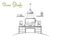 Home studio concept. Hand drawn isolated vector.