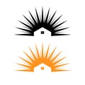 Home sun logo icon flat design template.