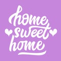 Home sweet home black lettering isolated with hearts