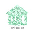 Home sweet home hand drawn poster. Vector vintage illustration. Royalty Free Stock Photo