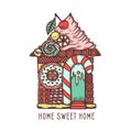 Home sweet home hand drawn poster. Vector vintage illustration. Royalty Free Stock Photo