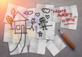 Home sweet home house drawing with paper note