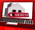 Home Sweet Home House Laptop Shows Comforts And Family