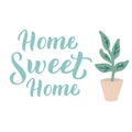 Home sweet home lettering card. Cute typography poster. Handwritten font banner, sticker, postcard. Vector eps 10