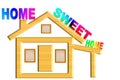 Home sweet home words with home icon design