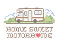 Home Sweet Motorhome, Cross Stitch Embroidery, Class C Model Royalty Free Stock Photo