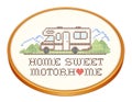 Home Sweet Motorhome, Cross Stitch Embroidery on Wood Hoop, Class C Model Royalty Free Stock Photo