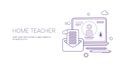 Home Teacher Education Concept Banner With Copy Space Thin Line