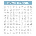 Home technic icons, line symbols, web signs, vector set, isolated illustration Royalty Free Stock Photo