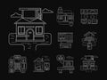 Home technology detailed icons white line Royalty Free Stock Photo