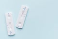 Home testing kit for coronavirus on a blue background Royalty Free Stock Photo