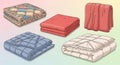 Home Textiles Collection: Blankets, Quilts, and Towels Illustration Royalty Free Stock Photo