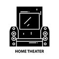 home theater icon, black vector sign with editable strokes, concept illustration Royalty Free Stock Photo