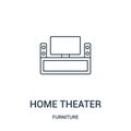 home theater icon vector from furniture collection. Thin line home theater outline icon vector illustration. Linear symbol for use Royalty Free Stock Photo